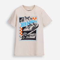 Camiseta de algodão infantil hot wheels bege