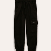 Calça de sarja infantil jogger cargo preta