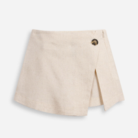 Short saia infantil com linho bege