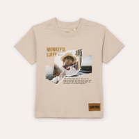 Camiseta de algodão infantil one piece bege