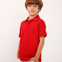 Polo de algodão infantil manga curta vermelho