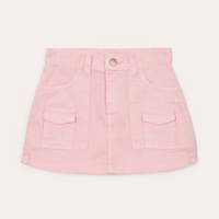 Short saia infantil de sarja cargo rosa