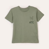 Camiseta de algodão infantil nyc verde