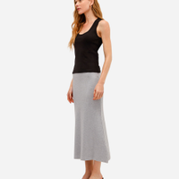 Saia midi de tricot canelada cinza