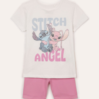 Conjunto infantil de algodão stitch e angel off white