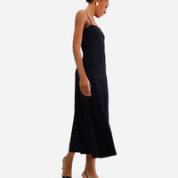 Vestido longo feminino de tricot canelado preto