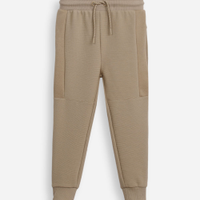 Calça jogger infantil de algodão texturizada bege