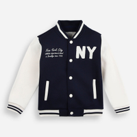 Jaqueta bomber infantil de moletom new york azul