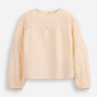 Blusa infantil de algodão manga bufante texturizada bege