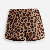 Short mom infantil flanelado animal print bege