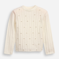 Suéter de tricot infantil com pérolas off white