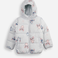 Jaqueta puffer infantil angel e stitch azul