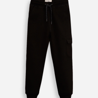 Calça jogger infantil de moletom com bolso cargo preta