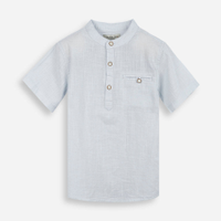 Camisa infantil de algodão gola padre azul