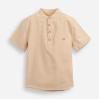 Camisa infantil de algodão gola padre bege