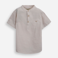 Camisa infantil de algodão gola padre bege
