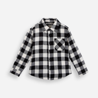 Camisa de algodão infantil manga longa xadrez bege