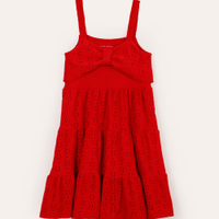 Vestido de laise infantil floral vermelho