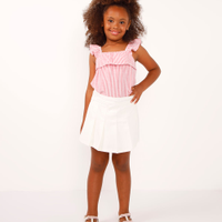 Short saia infantil com pregas off white