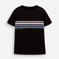 Camiseta de algodão infantil listrada preta