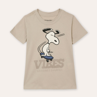Camiseta infantil de algodão snoopy bege