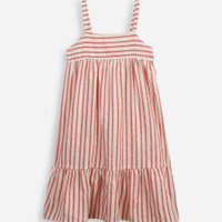 Vestido midi infantil listrado vermelho