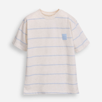 Camiseta infantil com linho listrada azul