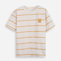 Camiseta infantil com linho listrada laranja