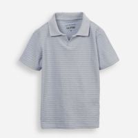 Polo infantil de algodão texturizada azul