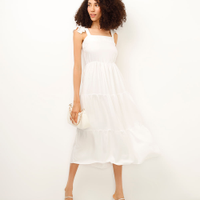 Vestido midi de viscose marias off white
