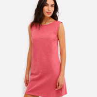 Vestido curto decote redondo - rosa médio
