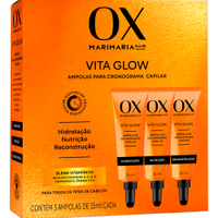 Kit de 3 ampolas de cronograma capilar ox mari maria vita glow