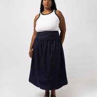 Saia midi de balonê plus size azul