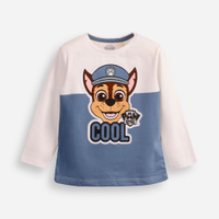 Blusa de algodão infantil manga longa patrulha canina azul