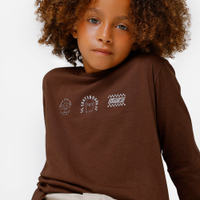 Blusa de algodão infantil manga longa skate marrom