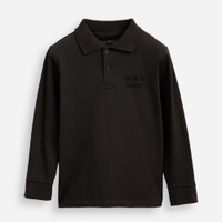 Polo de algodão piquet infantil manga longa cinza