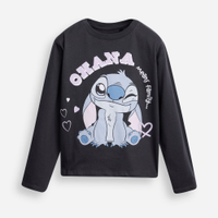 Blusa de algodão infantil manga longa stitch cinza