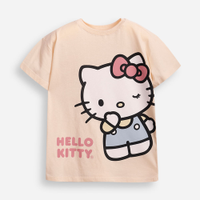 Camiseta de algodão infantil lovely hello kitty bege