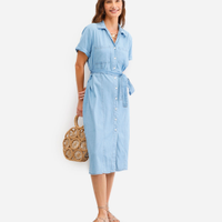 Vestido chemise feminino jeans com faixa azul
