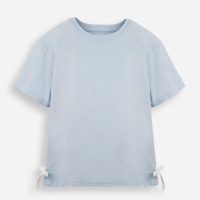 Camiseta de algodão infantil lacinho na lateral azul