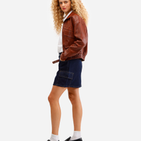 Saia curta cargo feminina jeans azul