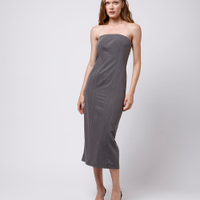 Vestido midi feminino sem alça mindset cinza