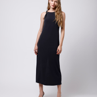Vestido longo feminino alça torcida mindset preto