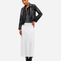 Saia midi feminina acetinada off white