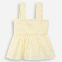 Bata de algodão infantil texturizada amarela