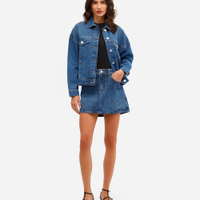 Minissaia feminina jeans com brilhos azul