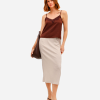 Saia midi feminina texturizada bege