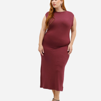 Vestido feminino midi de viscose manga japonesa plus size vinho