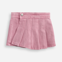 Short saia plissada infantil de sarja rosa