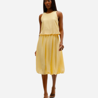Saia midi feminina balonê texturizada amarela